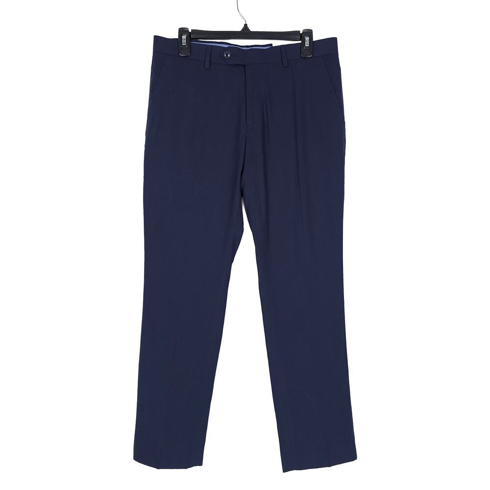 Tommy Hilfiger Mens Modern Fit Dress Pants 44x30 Navy Solid Linen Cotton Blend - Picture 5 of 11